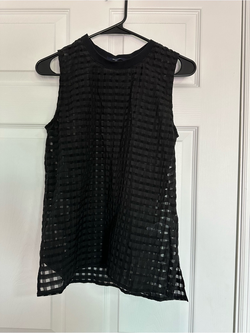 Madewell Black Sheer Check Tank Top